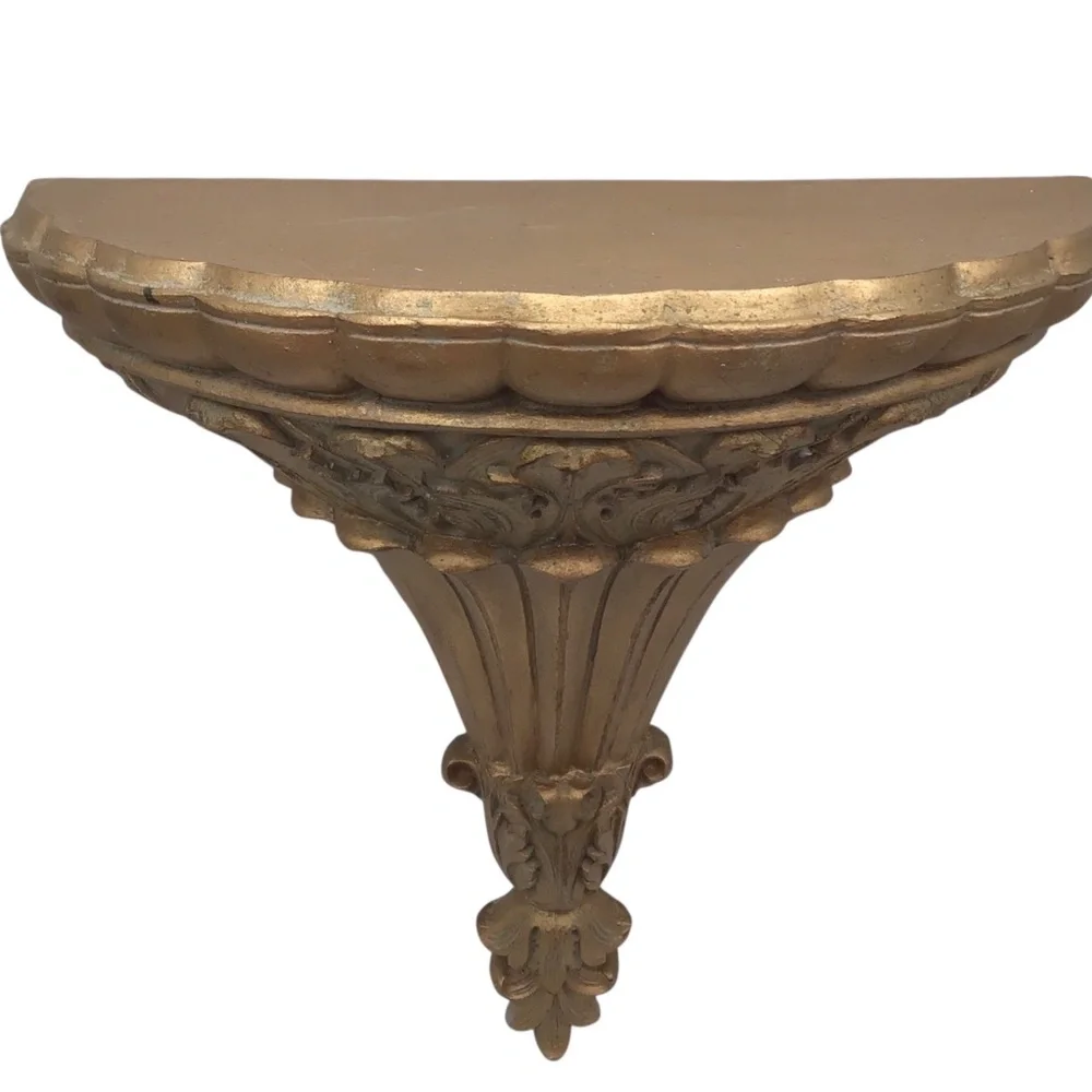 Vintage Ornate Wall Sconce: French Victorian Gold Shelf